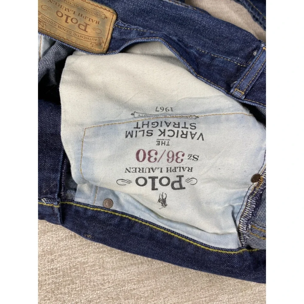 Polo Ralph Lauren Varick Slim Straight Jeans Mens 36x30 Blue Denim 5-Pocket